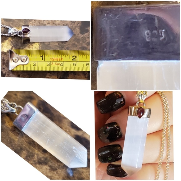Brazilian Selenite point & Pink Tourmaline Pendant - Picture 5 of 5